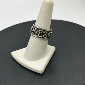 Mexico 925 Sterling Silver Scroll Dot
Oxidized Darkened‎ Cigar Band Ring Sz 8.25